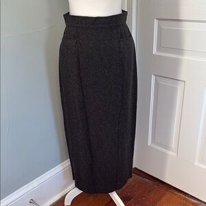 Vintage Cambridge Dry Goods Elegant Gray Black Women's Wool Skirt Size 8